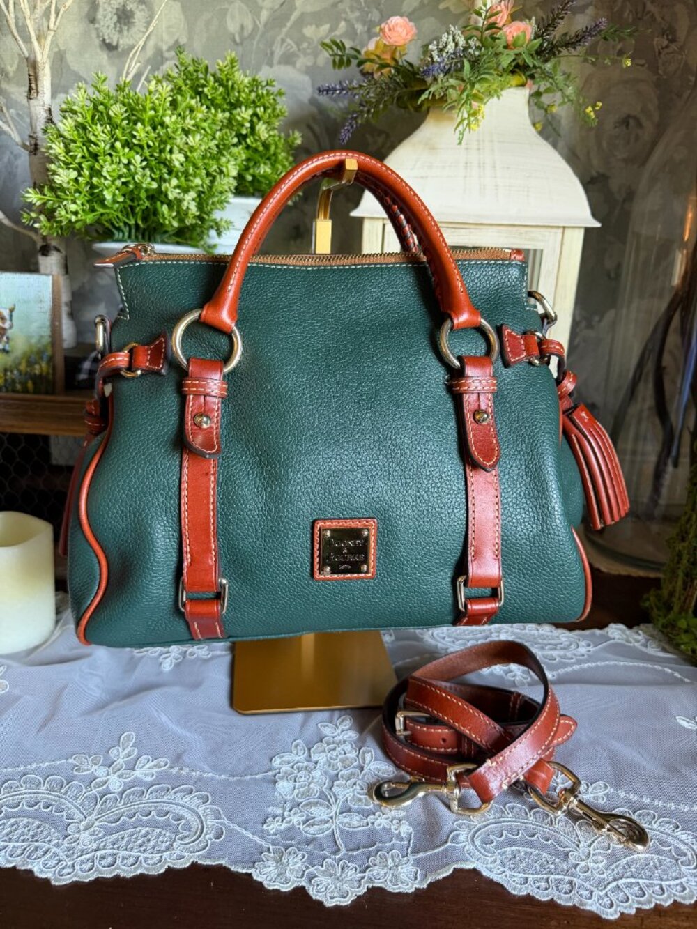 Dooney & Bourke Pebble Grain IVY GREEN Small Satchel Handbag Purse